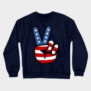 Peace Love Hand USA Flag Solid Crewneck Sweatshirt